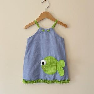 ZUCCINI KIDS EUC/LN Gingham Fish Appliqué Summer Heirloom Dress